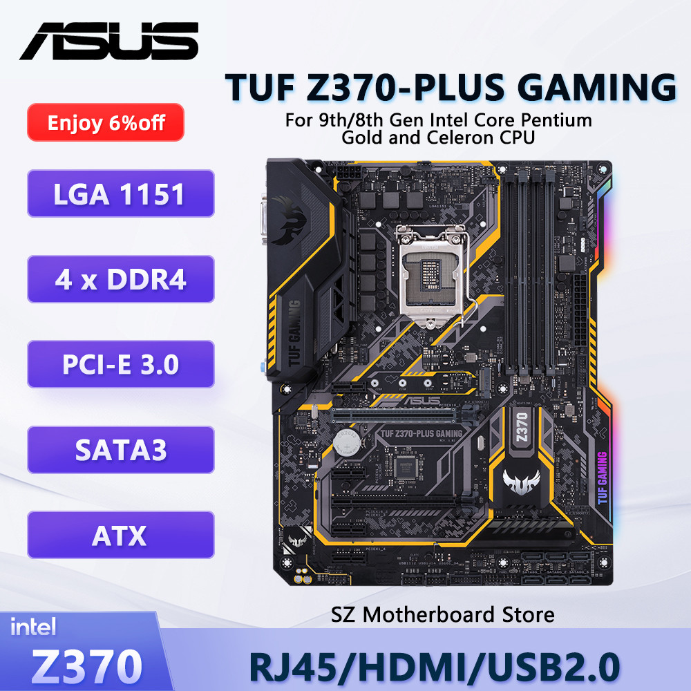ASUS TUF Z370-PLUS GAMING Z370 LGA 1151 Motherboard LGA 1151 For i7-8700K i5-8600K i7-9700K CPU DDR4