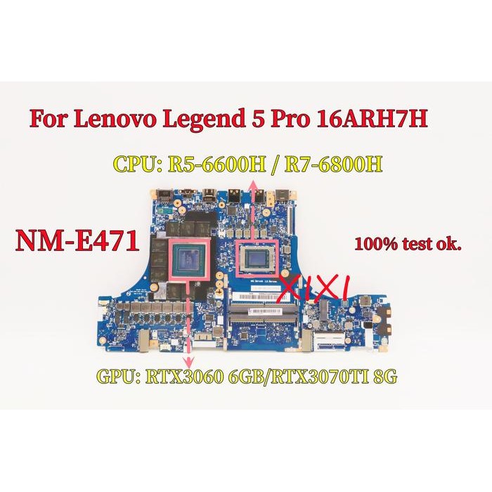 NM-E471 Mainboard For Lenovo Legion 5 Pro 16ARH7H Laptop Motherboard With R5-6600H/R7-6800H RTX3060 