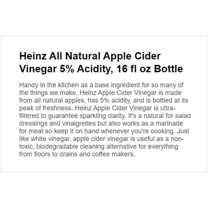 

Heinz Apple Cider Vinegar / Cuka Apel 473 Ml