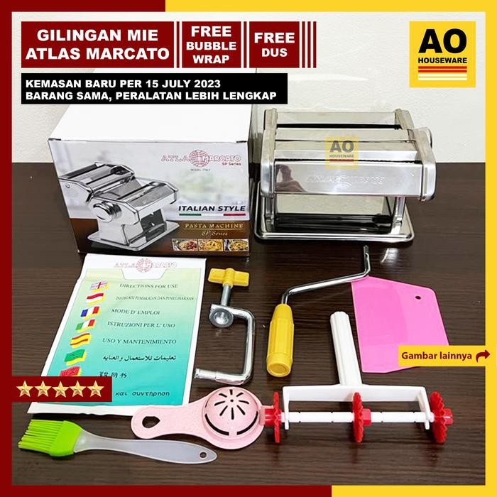 Atlas Marcato Gilingan Mie Asli Pasta Pangsit Pastel Noodle Maker Termurah Pasti Diskon