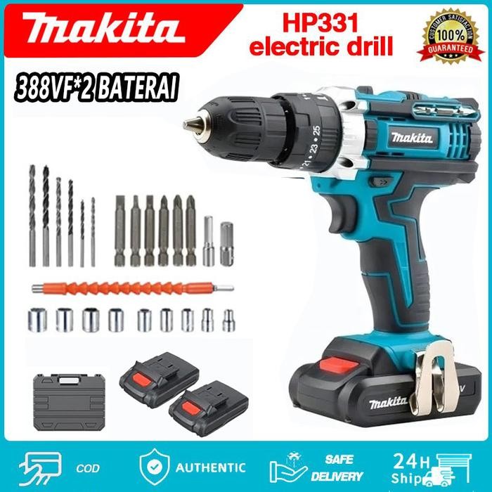 Ready- Makita 766V388V Mesin Bor Listrik Bor Baterai Bor Tanpa Kabel Set Lengkap