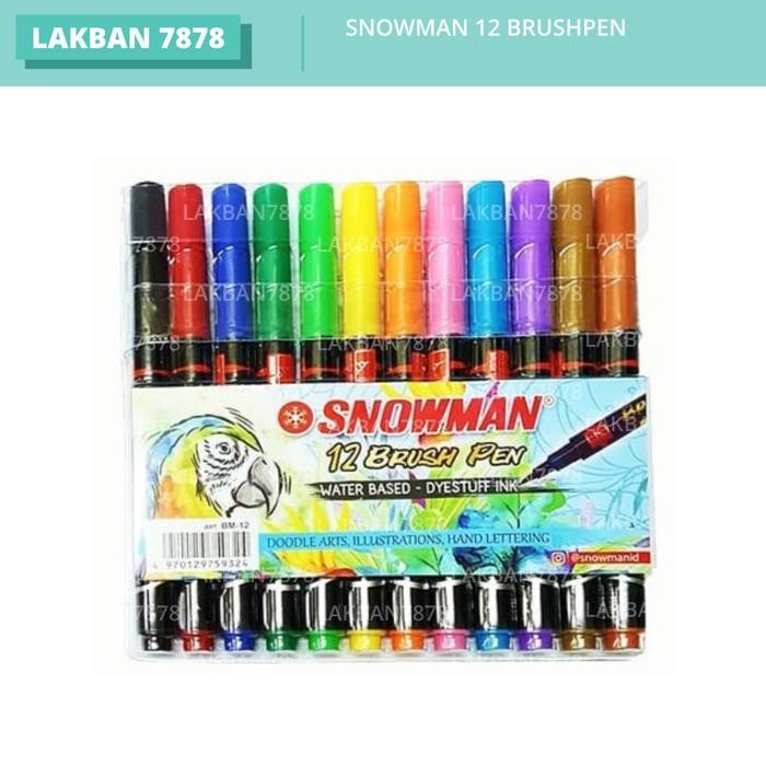 

snowman 12 brushpen / brush pen / kuas kaligrafi warna 12 kode 215