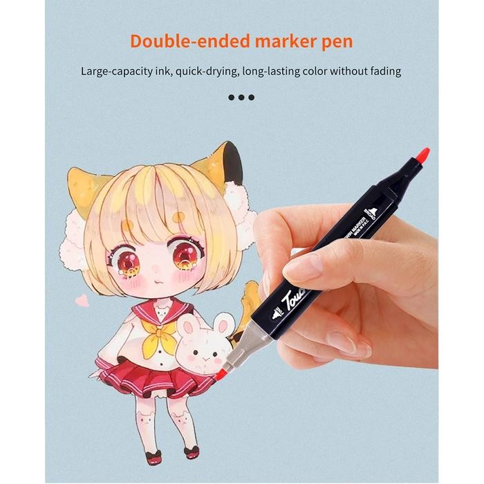 

spidol dual side fine art brush art marker set 120 warna black kode 415