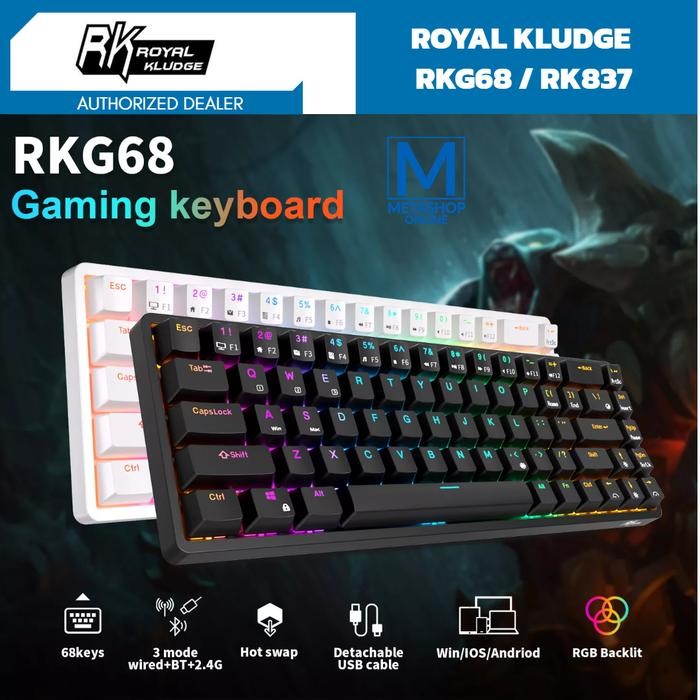 (Expert) ROYAL KLUDGE RKG68 RK837 65% MECHANICAL KEYBOARD GAMING HOTSWAP RK68