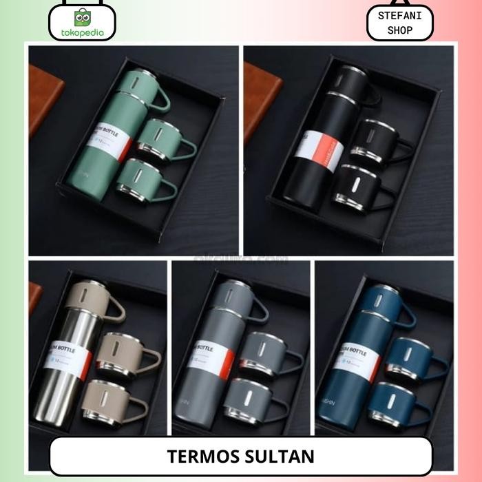 TERMOS SULTAN SET VACUM FLASK THERMOS SET BONUS GELAS