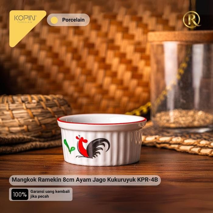 Mangkok Ramekin 8cm Ayam Jago Kukuruyuk KoKPR-4B Porcelain Keramik