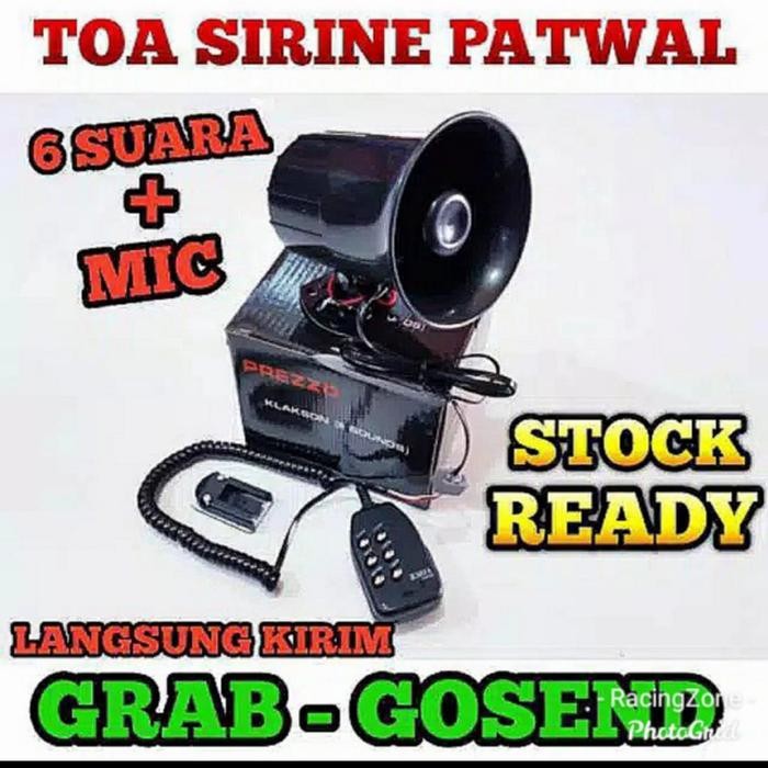 Klakson Toa 6 Suara, Sirine Patwal, Plus Mic 12 Volt