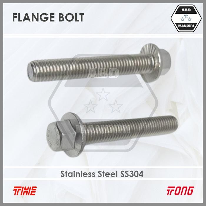 SS304 Baut Flange M8 X 40 ( SUS304 A2-70 Flange Bolt Stainless  ) M8x40 / 8x40 / Baut Topi 8 x 40