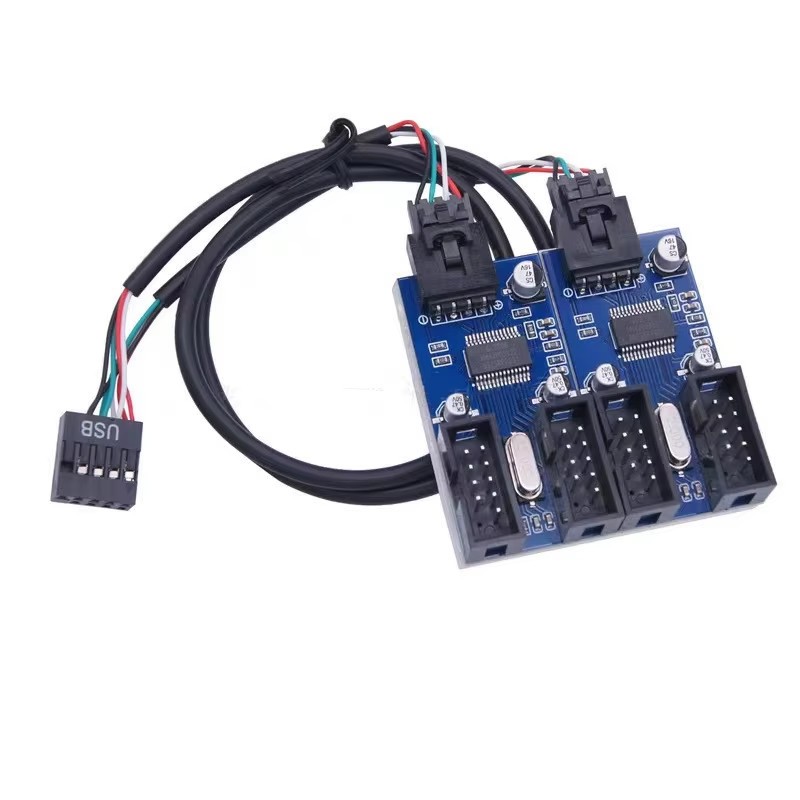 1to2 9Pin USB Splitter Motherboard Extension Cable 1 Male to 2 Female Interface Header Adapter for