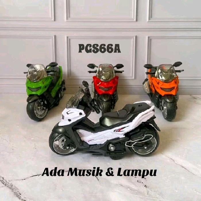 Diecast Kendaraan Motor Nmax & Ninja - Bisa Nyala Dan Bersuara / Mainan Anak Motor Diecast
