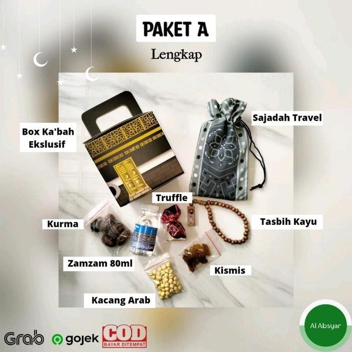 

Paket Oleh Oleh Haji Umroh , Box Kabah Premium Timur Tengah Set Hampers Haji dan Umroh Hampers