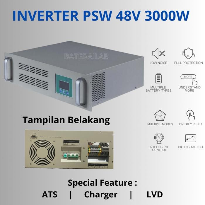 48V 3000W Rackmount Offgrid Inverter Trafo Toroid Include Charger ATS tanpa Jeda UPS Merk SNADI