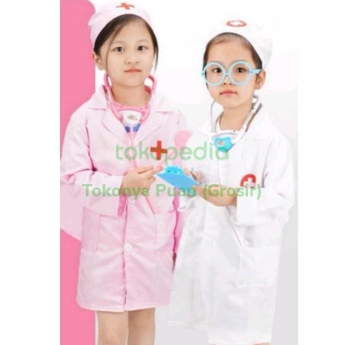 Baju Dokter Anak Mainan - Baju Dokter Perempuan Laki laki set Topi