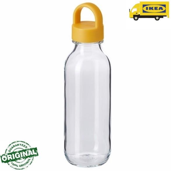 Seri Lkea Botol Air Minum Kaca Transparan Cantik 500Ml Kuning_Original