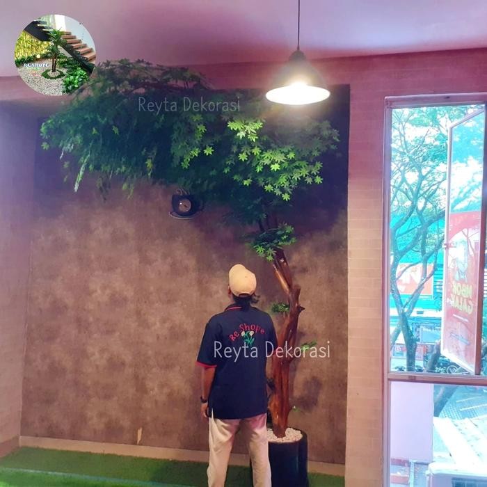 Bunga Plastik Maple Jari Tinggi 2,5M Pohon Hias Plastik/Bunga Hias