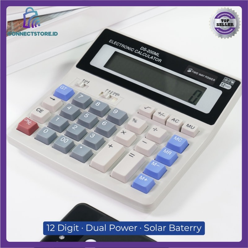 

Kalkulator 12 Digit Dual Power Solar Baterry Office Tools-Putih