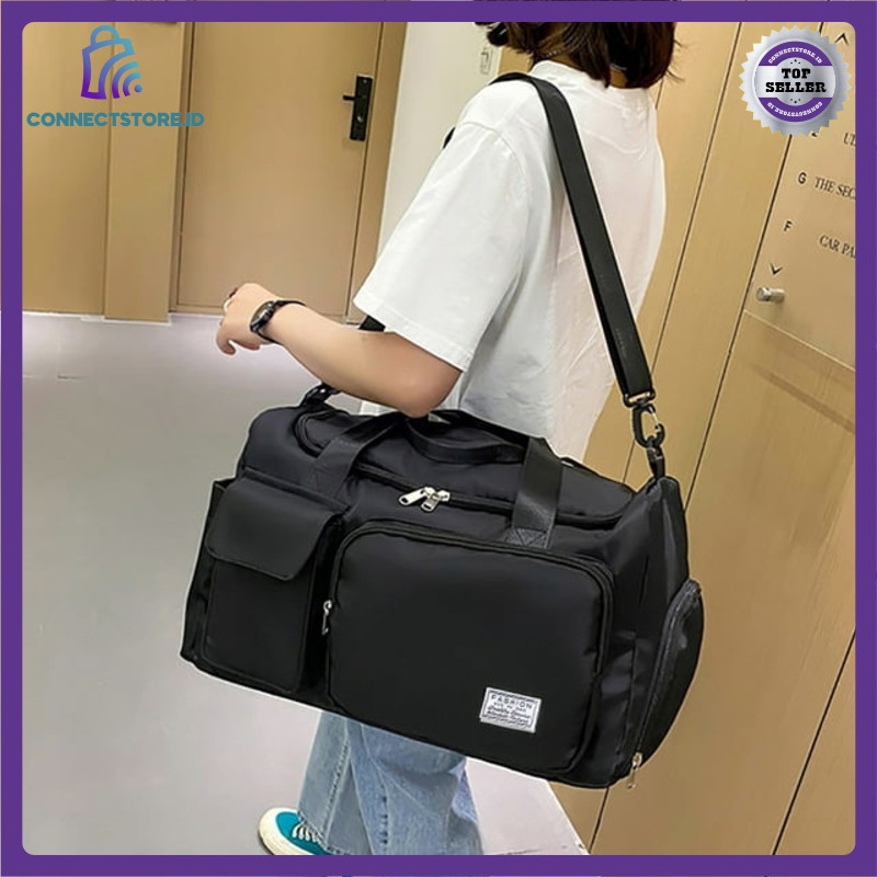 

Tas Travel Duffel Bag Gym Sport Shoe Compartment-Hitam