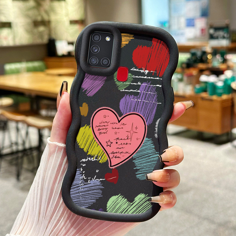 Casing Untuk Samsung A21s Case Casing Emoji tas daisy HP Cesing pelindung Silikon Softcase Macaron K