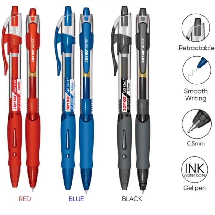 

Grosir 1 Pack Gel Pen Pulpen Joyko GP-265 Q3 Gel 0.5mm /isi 12cs