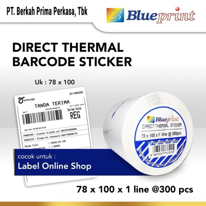 

Direct Thermal Sticker Label Online Shop BLUEPRINT 78x100mm isi 300Pcs ori