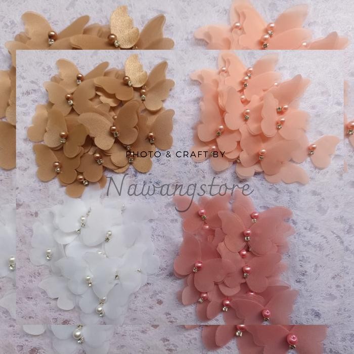 

(isi 1 lusin) Aplikasi kupu-kupu jumbo 8cm /kebaya /payet /jahit /organza /gaun