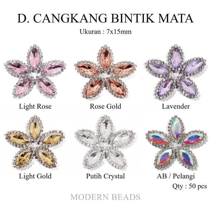 

[50 pcs] D. Cangkang Bintik Mata 7x15 / Diamond Permata Cangkang Bintik Mata Aneka Warna Grade A