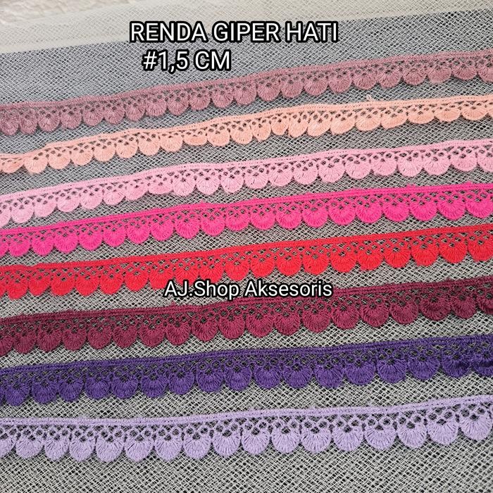 

Renda bordir Giper motif Hati harga per 1 pcs 15 yard