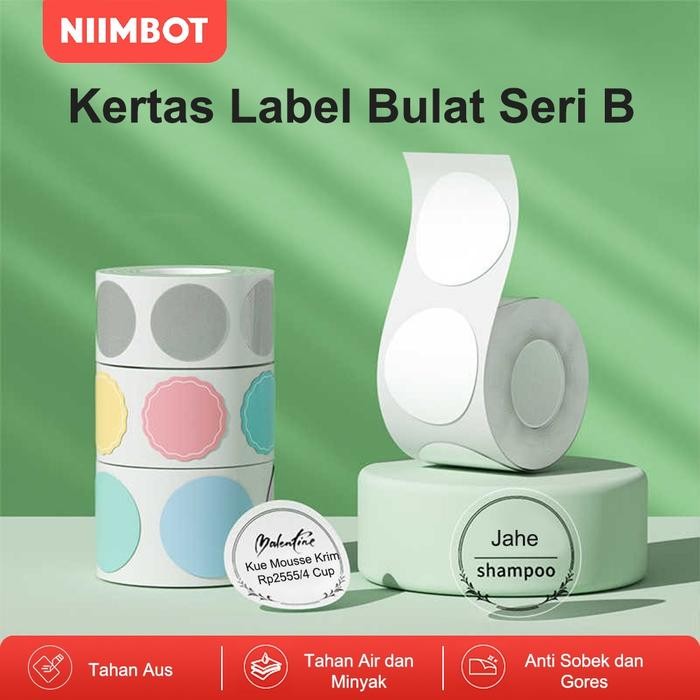 

NIIMBOT B1/B21/B21Pro/B31 Stiker Label Bulat Transparan/Warna/Putih, Stiker Penyegel Kue Makanan
