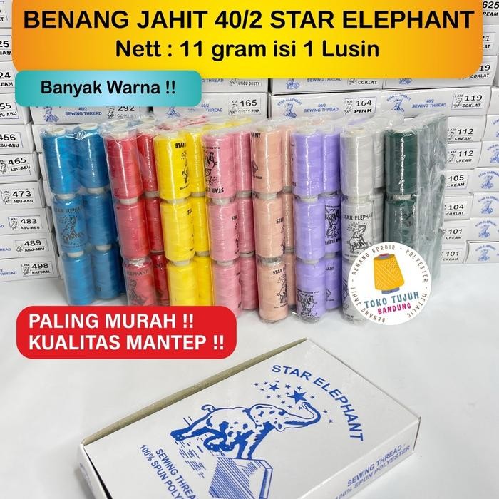 

(ISI 3 LUSIN/WARNA) Star Elephant Benang Jahit Pallet 40/2 11 gram isi 1 Lusin