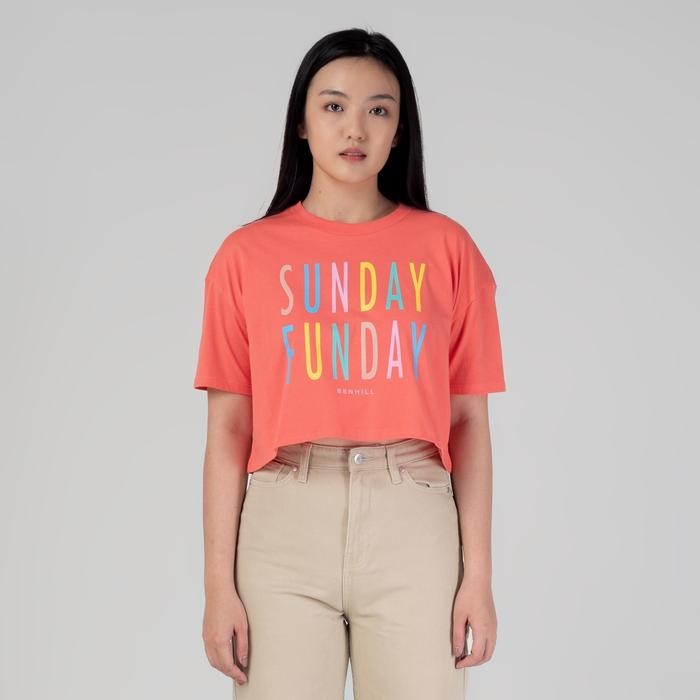 Benhill T-shirt Kaos Wanita Crop Top Oversized Pink Salmon 608-29486 Baju Basic