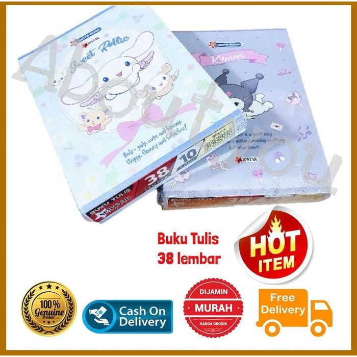 

VIRAL 10pcs Buku Tulis KUROMI Cinnamoroll Buku Sanrio 38 lembar Karakter Kuromie Book Kertas Paper