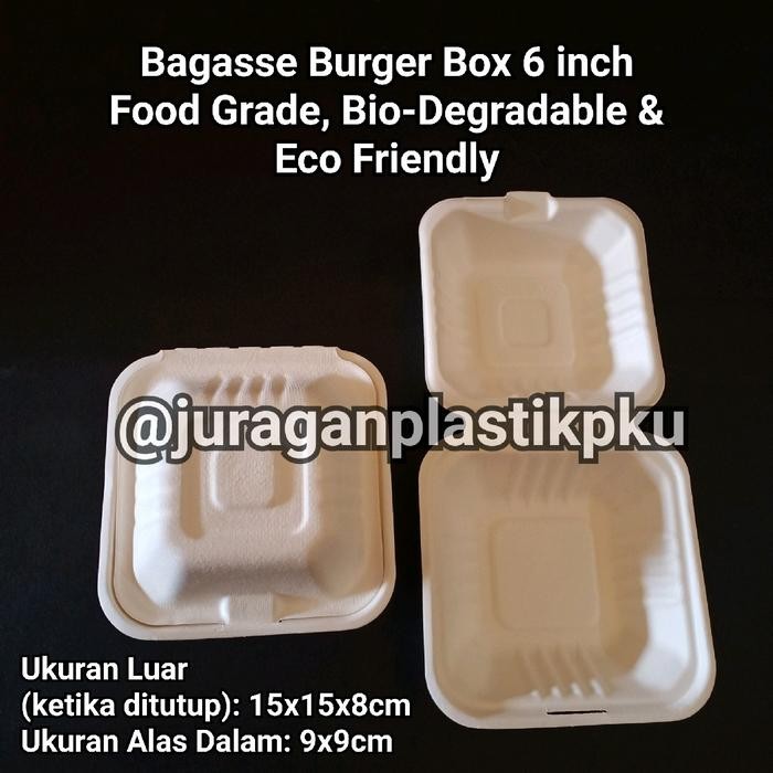 Bagasse Burger Box 6 inch 15x15 cm Korean Lunch Box Cake / Bento Cake Korea / Kotak Kue Ultah Kpop