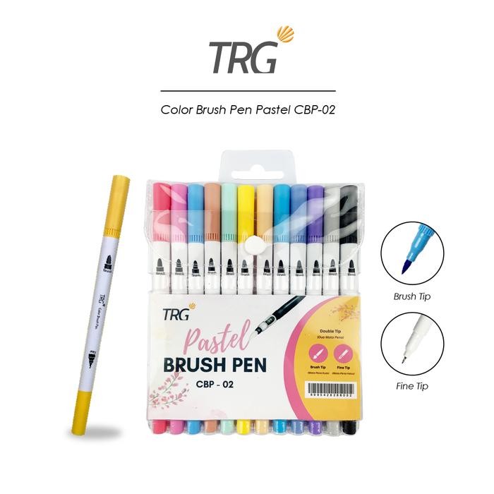 

TRG Color Brush Pen Set Double Tip Pastel 12 Colors CBP-02 - Pulpen Pena Spidol Kuas Warna TRG