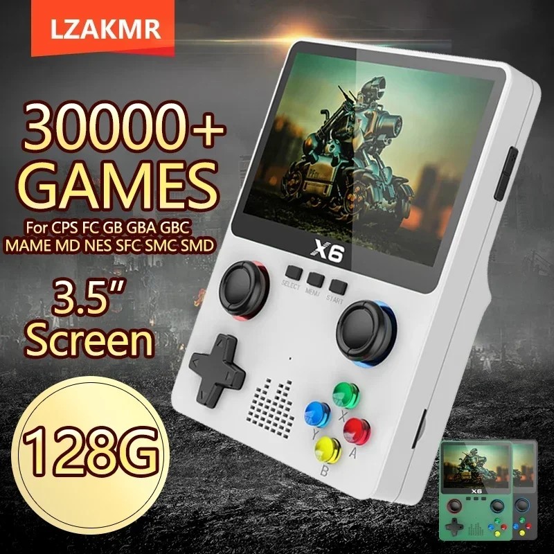 NEW X6 Retro Portable Console 128G 30000+GAMES 3.5" Screen 2000mAh