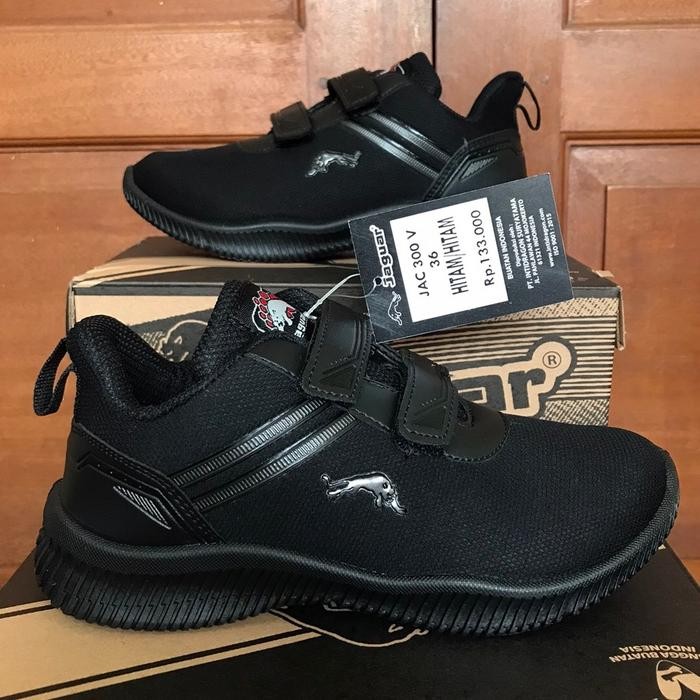 Sepatu Sneakers JAGUAR JAC 300 302 V HH Size 30 31 32 33 34 35 36 37 Sneaker Hitam Hitam Full Black
