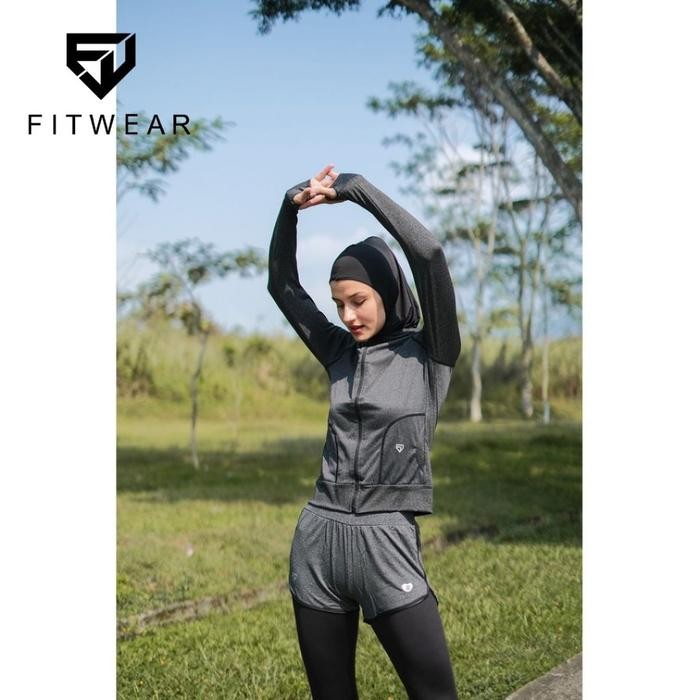 VIYAHEALTHY JAKET OLAHRAGA FITWEAR_ID (RUNNING, SEPEDA , GYM ) BORDER THUMB [D.GREY]