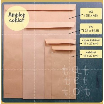 

AMPLOP COKLAT KECIL SEDANG BESAR KABINET SUPER F4 A3 NON LEM ISI 50 KODE 186