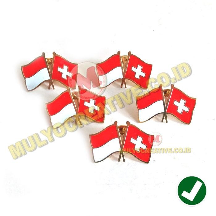 

Pin Bendera Persahabatan Negara Indonesia Dan Swiss Pin Cross Flag PREMIUM