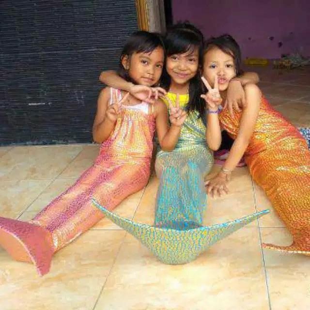 ASLI Mermaid PUTRI DUYUNG pakaian dress renang anak-anak cantik READY STOCK
