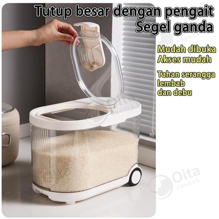 Dispenser Beras Transparan 11KG Tempat Beras Tempat Penyimpanan Tepung / Biji-Bijian