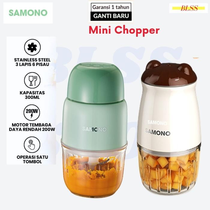 T6C6- Food Processor Chopper Mpasi Mini Samono 300Ml 200W 6 Mata Pisau