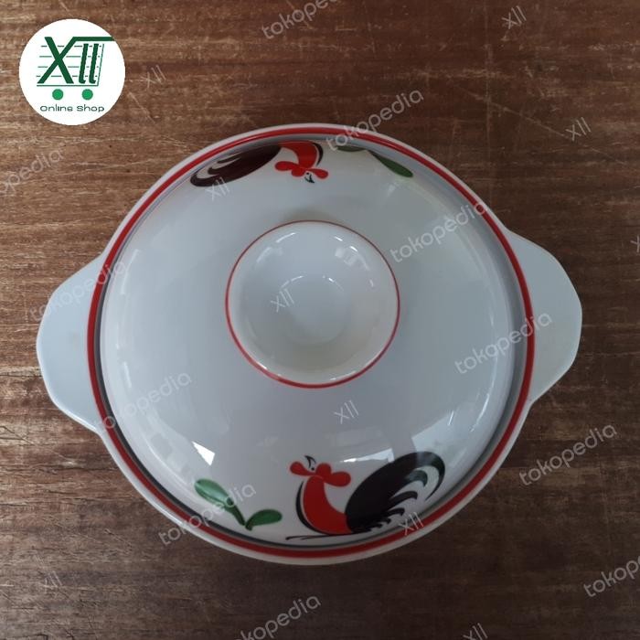Kopin Mangkok Sup Keramik + Tutup Ayam Jago 6 Inch Mangkok Sapo Ramen