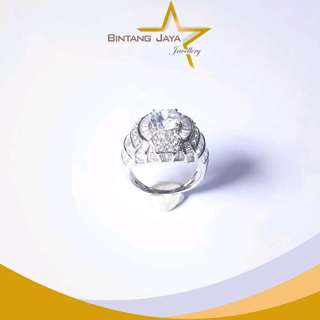 Cincin Cowok Emas Full M Putih Whitegold - Kadar (17K) Berat 9,28gr Size 20 - Tampilan Clean & Ekskl