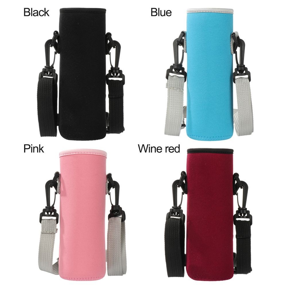 Water Bottle Cover Bag Pouch With Strap Neoprene Water Pouch Holder Shoulder Strap Black Bottle