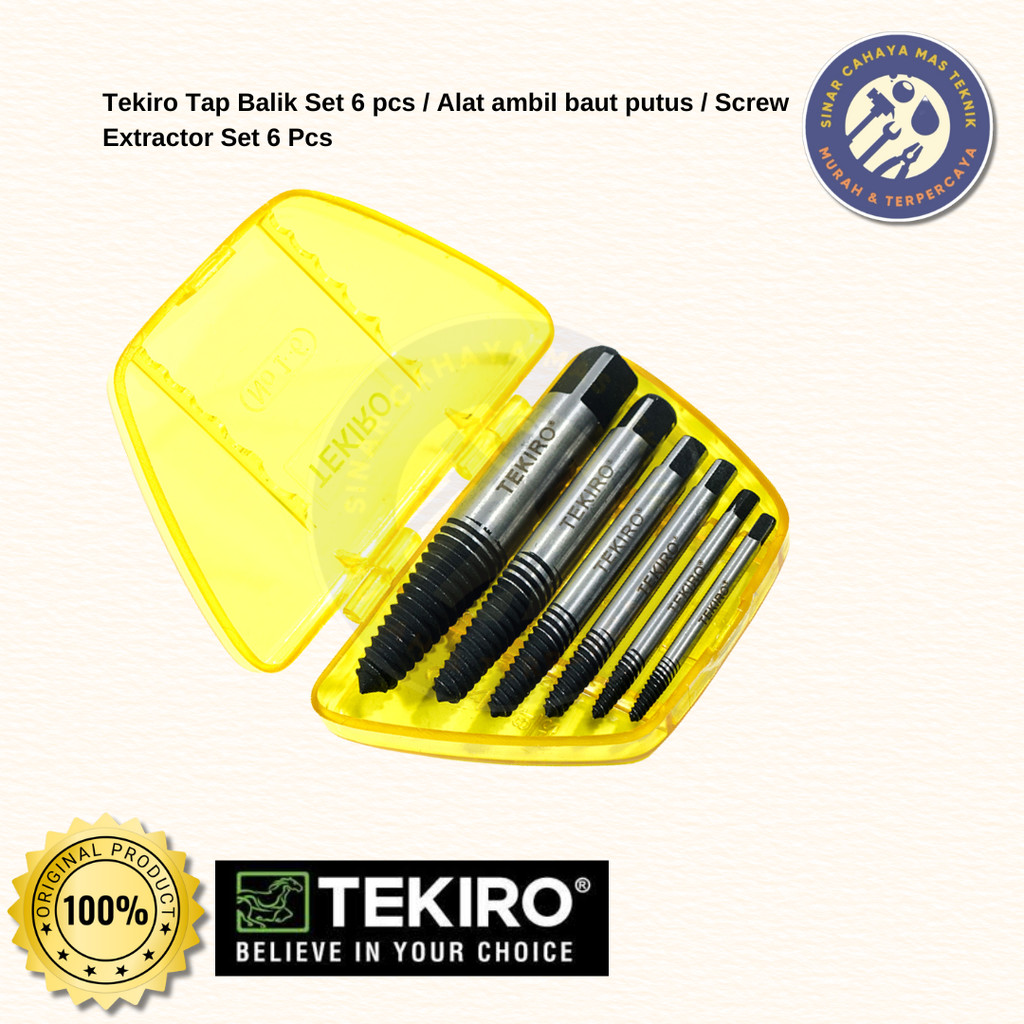 

Tekiro Tap Balik Set 6 pcs / Alat ambil baut putus / Screw Extractor Set 6 Pcs