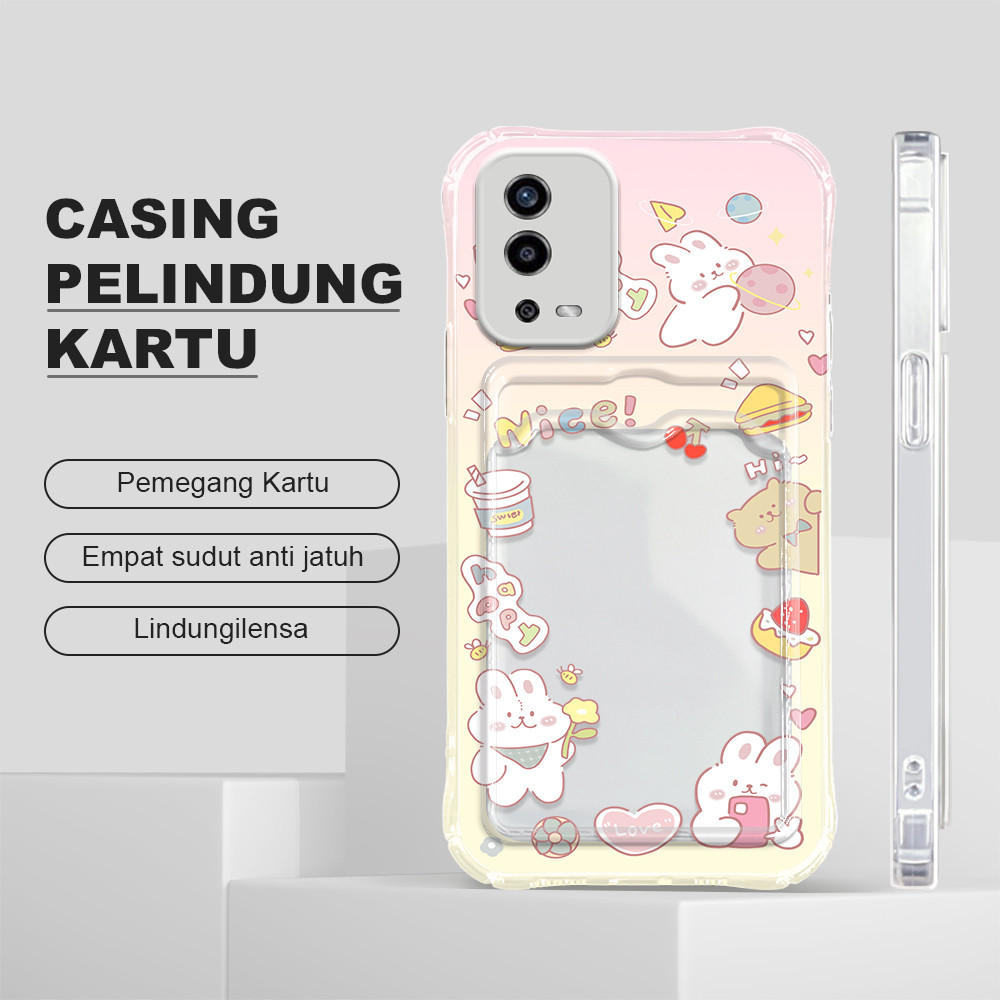 Casing Tempat Kartu Lucu Hp For OPPO A55 4G Phone Case Softcase Soft Kesing Card Holder Portable Pho