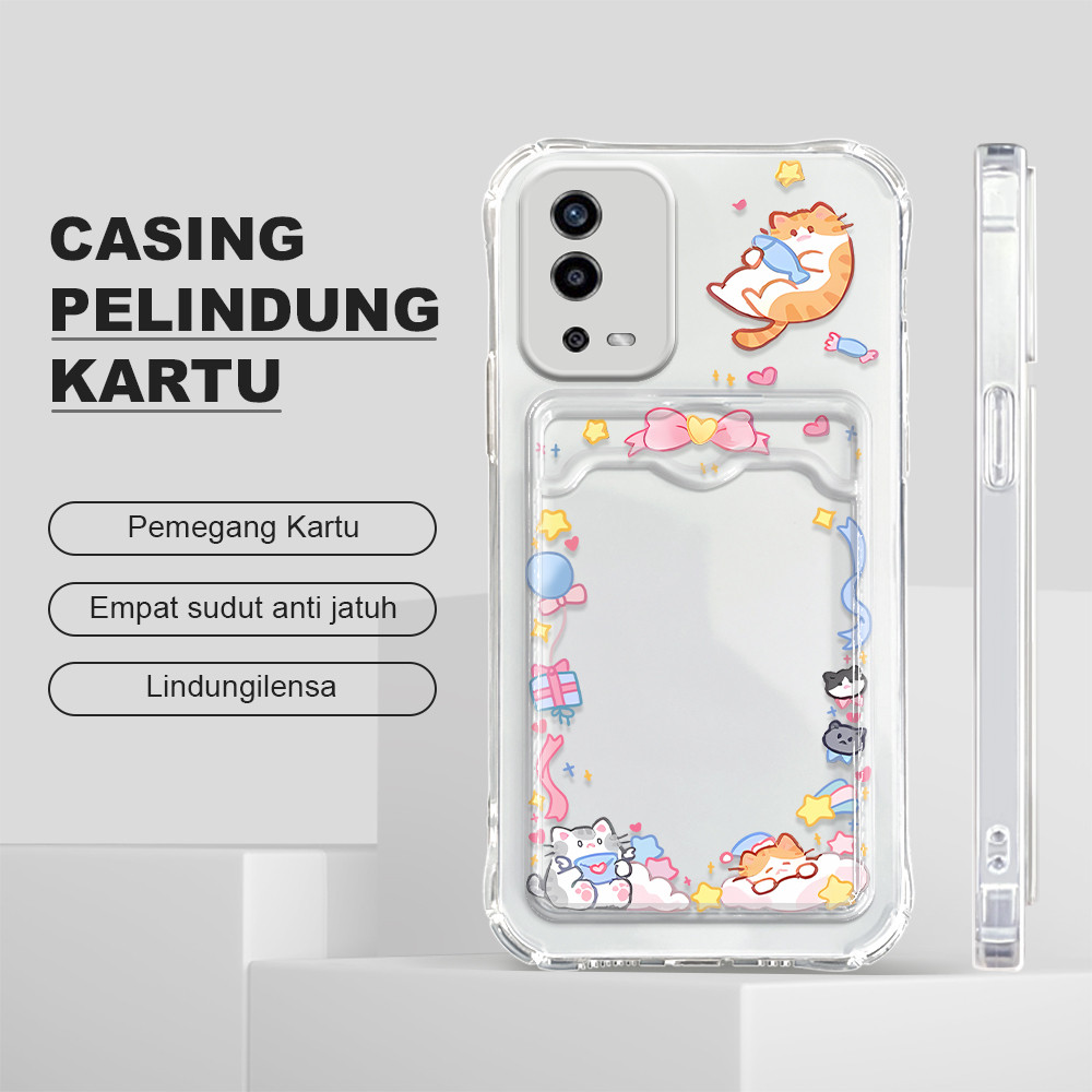 Casing Tempat Kartu Lucu Hp For OPPO A55 4G Phone Case Softcase Soft Kesing Card Holder Portable Pho