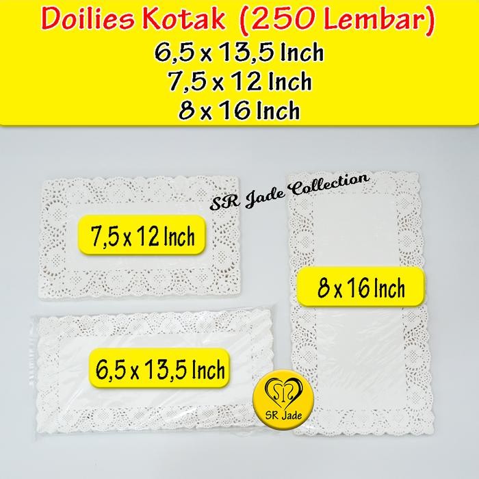 SR Jade [250 Pcs] Kertas Doilies Persegi Rectangular Kotak Putih Kertas Alas Toples Kue Renda