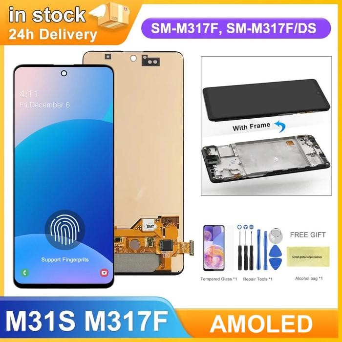 AMOLED M31S Display with Fingerprints for Samsung Galaxy M31s M317 M317F Lcd Display Touch Screen Di