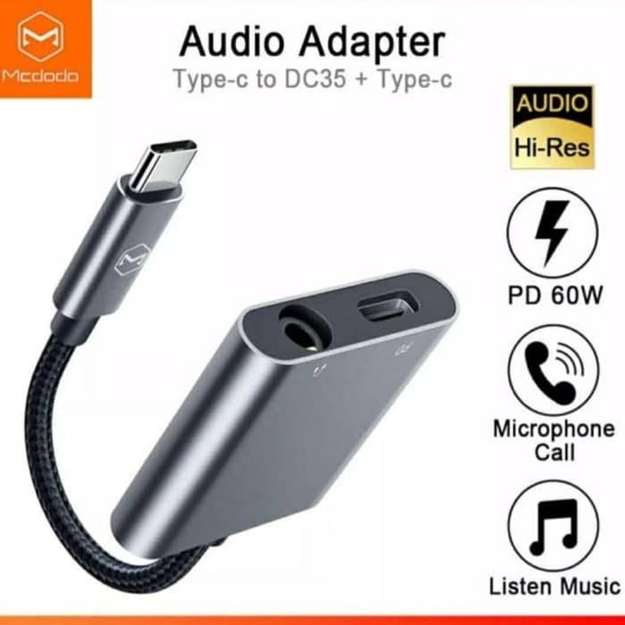 MCDODO CONVERTER CA-7540 TYPE C TO JACK 3.5MM CHARGING + AUDIO + *
